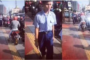 Tak pedulikan difabel, kelakuan pemotor ini bikin ngelus dada