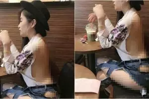 Nongkrong di kafe, celana jeans yang dikenakan cewek ini bikin melotot