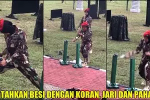 Aksi Kopassus wanita patahkan besi pakai koran dan jari ini keren abis