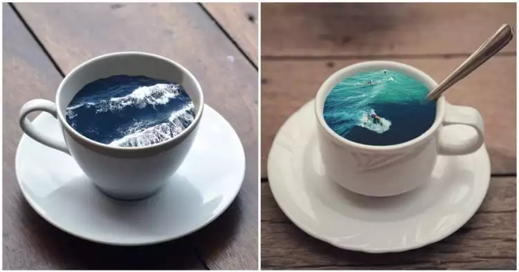 10 Editan latte art bercorak lanskap alam, barista bisa nggak ya?