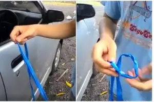 Begini lho cara buka pintu mobil yang terkunci hanya dengan tali rafia