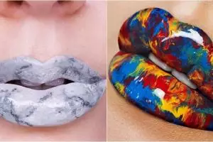 Marble lip, tren makeup kekinian yang bikin bibir bak batu marmer