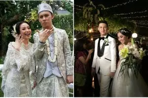 10 Foto meriahnya resepsi pernikahan Rinni & Jevin konsep garden party