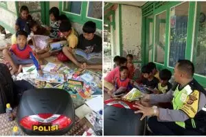 Potret polisi rintis perpustakaan keliling di pelosok ini bikin kagum