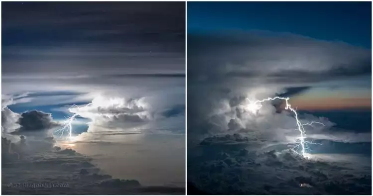10 Foto penampakan badai dari kokpit pesawat, bikin merinding