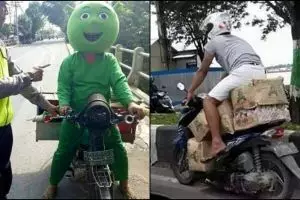 10 Foto ulah lucu pengendara motor di Indonesia, ada-ada aja