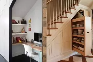 12 Ide kreatif manfaatkan area kosong bawah tangga, leh uga nih