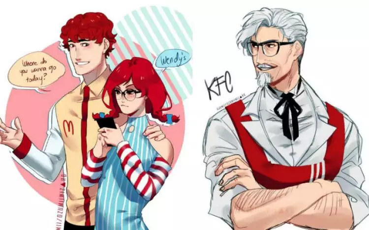 Begini jadinya jika 10 maskot fast food dibikin karakter anime