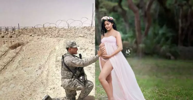 Potret kehamilan ini gambarkan jadi istri tentara itu harus kuat
