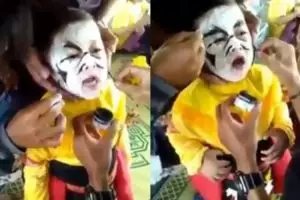 Teriak jadi setan saat dimakeup untuk pentas, bocah ini bikin ngakak