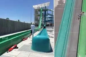 Bocah terlempar dari waterslide di hari pembukaan wahana bermain, duh!