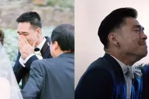 Potret 10 pengantin pria saat lihat calon istrinya ini bikin haru