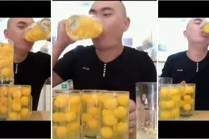 Video cowok tenggak 100 telur dalam 15 detik ini viral di media sosial