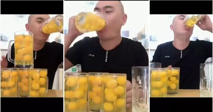 Video cowok tenggak 100 telur dalam 15 detik ini viral di media sosial