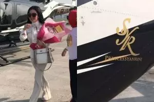 Buka toko kue di Bandung, Syahrini naik helikopter pribadi