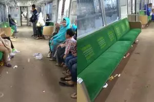 Potret miris sampah berserakan di commuter line ini bikin ngelus dada