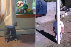 20 Foto kocak anak kecil main petak umpet, pada sembunyi dimana tuh?