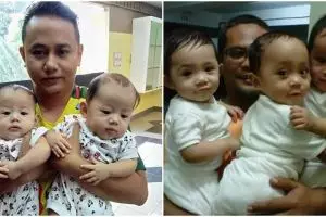 Selain angkat istri, 10 foto tantangan gendong anak kembar ini viral