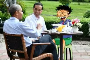 Begini jadinya saat si Juki ikut nimbrung bareng Obama di Istana Bogor