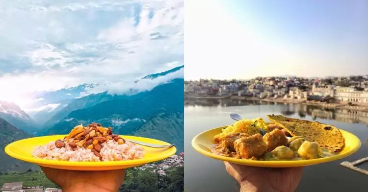Unik, cowok ini selalu makan di piring kuning saat keliling India