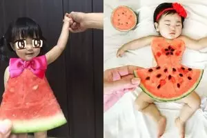 Ganti baju bayi & dewasa pakai semangka, tren ini juga viral di Jepang