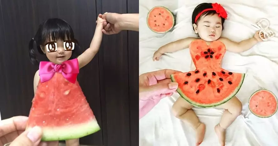 Ganti baju bayi &amp; dewasa pakai semangka, tren ini juga viral di Jepang