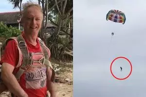 Turis ini terekam kamera saat jatuh bermain parasailing, ngeri banget