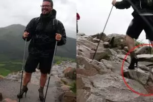 Demi beasiswa, cowok ini sampai rela naik gunung pakai high heels