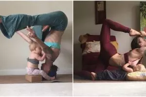 10 Foto saat ibu menyusui anaknya sambil yoga ini bikin berdecak kagum