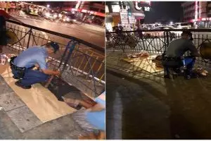 Tak biasa, yang dilakukan polisi pada tuna wisma ini bikin terenyuh