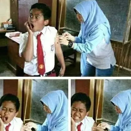 15 Foto ekspresi kocak anak sekolah saat diimunisasi, dijamin ngakak!