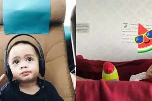 5 Foto seleb saat terbang bareng buah hatinya di pesawat, bikin gemes