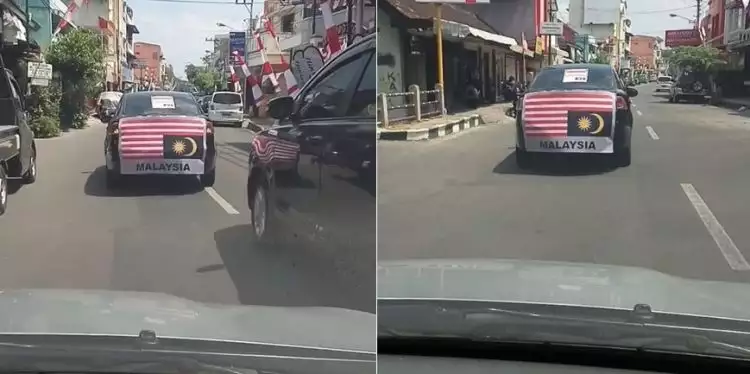 Beredar video mobil keliling kota bawa bendera Malaysia terbalik