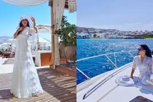 10 Potret Syahrini saat syuting video klip di Yunani, cetar membahana