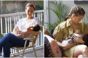 7 Gaya Atiqah Hasiholan saat momong anak, tetap cantik tanpa makeup