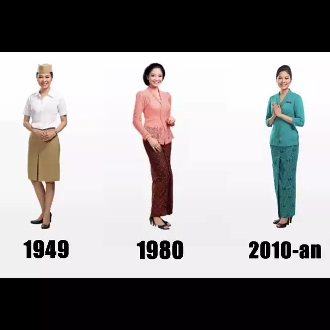 18 Transformasi seragam pramugari Garuda Indonesia, 1949 hingga kini