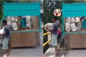 Video kelakuan orang-orang buang sampah satu truk ke sungai ini viral