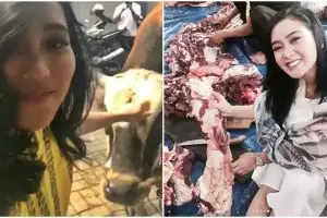 5 Gaya artis narsis bareng hewan kurban, ada yang ikut menyembelih