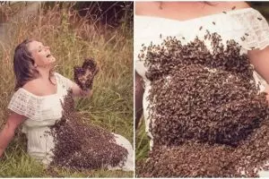 Berfoto dengan 20 ribu lebah, 5 aksi ibu hamil ini bikin merinding