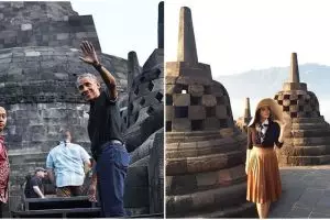 10 Gaya publik figur saat liburan ke Borobudur, siapa paling kece?