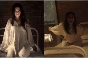 7 Gaya Celine Evangelista 'kesurupan' di film Ruqyah, bikin merinding!