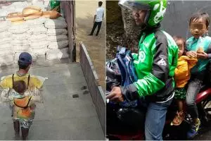 5 Kisah orangtua bawa anaknya kerja, ada driver ojol dan tukang bakso