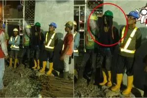 Tak ada yang kenal, sosok misterius ini ikut briefing pekerja bangunan