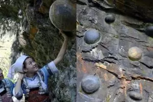 5 Penampakan 'tebing bertelur' di China, bisa sebesar bola basket