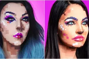 Pixel makeup, tren riasan wajah yang nyentrik banget