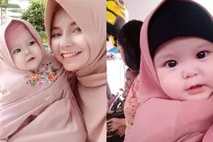 12 Potret lucu Naura Alaydrus, bayi 1 tahun yang hits dengan hijabnya