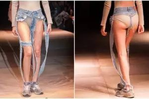 Thong jeans, celana denim sobek di Tokyo Fashion Week yang bikin syok