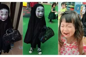 Ingat bocah imut berkostum No Face? Dandanannya kali ini makin seram