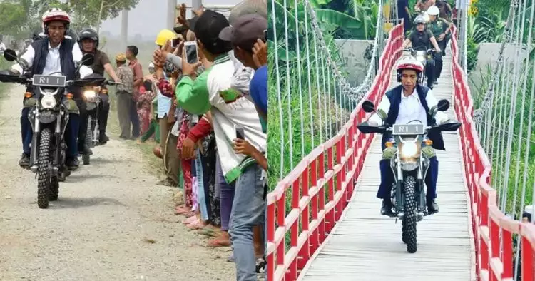 Ini 5 gaya Jokowi kendarai motor trail di Bekasi,  mau bonceng?