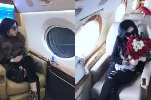 10 Gaya Syahrini saat naik jet pribadi ini cetar abis, mewah banget